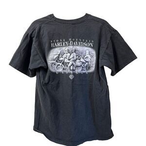 Harley Davidson Mens Black T Shirt L Stone Mountain Georgia Graphic Pullover Top